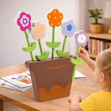 Puzzle Wooden Flowers Pieced Together In A Home Garden, Cognitive Early Education Building Blocks, Toys, Creative Accessories, Table Setting, Focus, Logical Thinking Training, Color Recognition Toys, Wooden Potted Plant Flower Arrangement Games, Flower Color Cognitive Matching Toys, Children's Hand Eye Coordination Early Education Puzzle Toys, Desktop Wooden Toys With 20 Double-Sided Task Cards, Desktop Ornaments, Children's Gifts - Multicolor - View 3