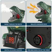 Dinosaur Shooting Toys For 4 5 6 7 8 Year Old Boys, Movable Target Shooting Game Dinosaur With 2 Air Pump Gun And 48 Foam Bullets, Score Record, LED & Sound For Kids 4 5 6 7 8 9 10 Years Old Birthday Gifts - Dark Green - View 4