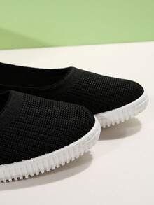 2026夏季新款平底透气软底舒适乐福鞋，百搭女士休闲鞋 - 黑色 - 查看 8