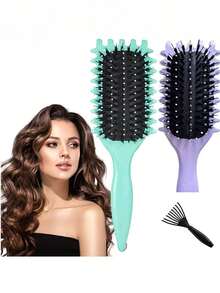 Lược định hình lọn tóc, lược uốn tóc rỗng cầm tay, lược gỡ rối, lược tạo kiểu cong thoáng khí, dụng cụ tạo kiểu tóc - Lược tạo kiểu tóc xoăn - Xem 2