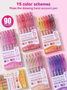 Languo 144 Colors Planner Pens 90/72/54/36 Colors Gift Box Packaging & 6 Color Themes (15 Options), 0.027in Tip Click Gel Pens, B, First Day Of School - Multicolor - View 6
