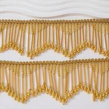 0.5 Yard 8cm Wide Gold Beaded Fringe, Fashionable Shiny Evening Dress Dance Costume High-End Custom Fringe, Lampshade Fringe - Multicolor - View 3