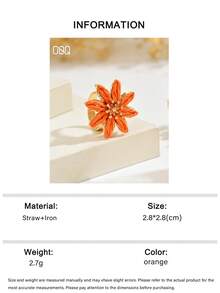OOQ 1pc Summer Vacation Style Colorful Raffia Open Ring, Fresh And Elegant Dopamine Inspired Color Blocking, Suitable For Holiday, Music Festival, Party, Daily Commute, Gift For Friends (Handmade Raffia Weaving, Random Direction And Shape) - Flowers - View 10