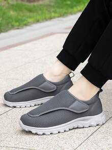 Adjustable Hook And Loop Shoes For Elderly, Middle-Aged And Overweight Men And Women, Soft Sole, Lightweight, Wide Toe Box, Swollen Feet Friendly, Suitable For Post-Operative Recovery, Casual Walking Sneakers - Dark Grey - View 3