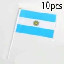 10 Peças Bandeira de Mão, Mastro de Bandeira Branco de Plástico, Adequado para Decorar Bandeiras Internacionais de Vários Países - Bandeira Pequena de Tecido de Poliéster Dupla Face, Usada para Competições Esportivas, Reuniões e Decoração - Multicolorido - Visão 9