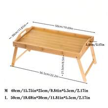 Escritorio plegable para portátil de bambú natural, material de bambú sólido, diseño plegable de una sola pieza para un almacenamiento fácil, asas antideslizantes a ambos lados + borde elevado para una colocación estable, opciones de varios tamaños, adecuado como bandeja para el desayuno, bandeja para TV para personas encorvadas, mesa de picnic al aire libre, estantería para el alféizar de la ventana, aplicable para el hogar, dormitorio, patio, estilo simple y de madera, práctico - Multicolor - Ver 12
