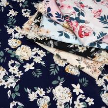 1 pieza, Tela de poliéster y spandex con estampado floral de rosas vintage, elástica en 4 direcciones, suave y transpirable, para confección de ropa, faldas y costura DIY hecha a mano. - Multicolor - Ver 3