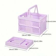 1 pieza Caja de almacenamiento de plástico plegable con asa, contenedor de almacenamiento de plástico ahorrador de espacio para oficina, hogar, cocina, dormitorio (sin herramientas requeridas) - Multicolor - Ver 2