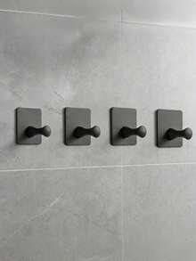 4 móc treo tường không cần khoan, không gây hư hại, thích hợp cho nhà bếp, phòng tắm. - Móc đen - Xem 9