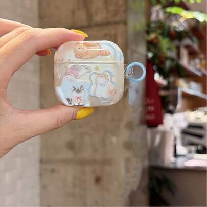 Pet Cat Protective Case Suitable Compatible With Apple Wireless Earphone Case, Scratch-Resistant And Anti-Drop