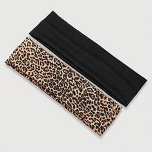 2 Peças Faixa de Cabeça Esportiva Preta com Estampa de Leopardo, Faixa de Cabeça Elástica Absorvente de Suor e Confortável, Adequada para Esportes ao Ar Livre, Ioga, Corrida, Acessório de Moda para Cabelo, Viagem, Aniversário - Multicolorido - Visão 5