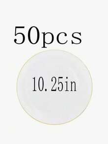 50/25/10/1 pièce Vaisselle minimaliste à bordure dorée blanche, assiettes, assiettes à salade de fruits, assiettes de dîner, assiettes de côté, convient pour la décoration de mariage, la décoration de Noël, la fête d'anniversaire, les rassemblements familiaux, le renforcement d'équipe en plein air, l'école, le restaurant et la décoration de table de fête de cuisine, cadeaux saisonniers pour la maison et l'école - Multicolore - Voir 10