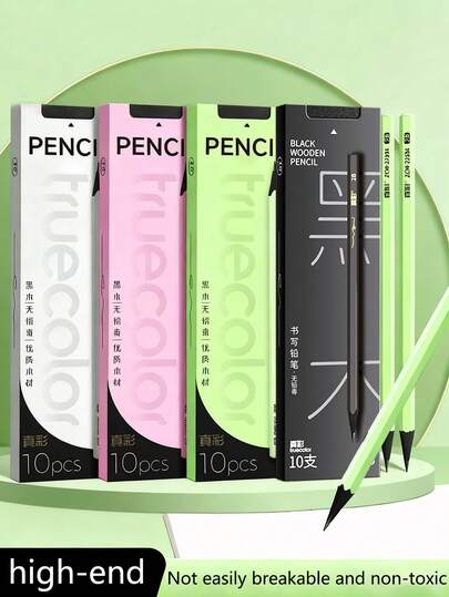 Hộp 10 bút chì gỗ đen, thân lục giác, màu đen, khó gãy, độ cứng 2B/HB, bút chì gỗ mun, hộp đựng, 10 chiếc/hộp, dùng cho học sinh, người lớn học tập và văn phòng, bút chì gỗ mun 2B/HB, lớp học, văn phòng, dụng cụ mỹ thuật, đồ dùng học tập, đánh dấu sách giáo khoa/viết bài tập về nhà/làm bài kiểm tra, đồ dùng thiết yếu cho học sinh, bút chì gỗ mun 2B/HB, thích hợp để viết, vẽ tranh, phác thảo và vẽ, đồ dùng văn phòng và mỹ thuật cho trường học.