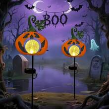 Lampe de jardin solaire en forme de citrouille, lampe de chemin LED étanche pour l'extérieur, lampe décorative d'extérieur, éclairage de jardin solaire, décoration de paysage solaire, convient pour la pelouse, la cour, le patio, la décoration de jardin d'Halloween, le jardin, l'allée, le pavillon, l'arrière-cour, le porche et la décoration de fête - lanterne citrouille - Voir 4