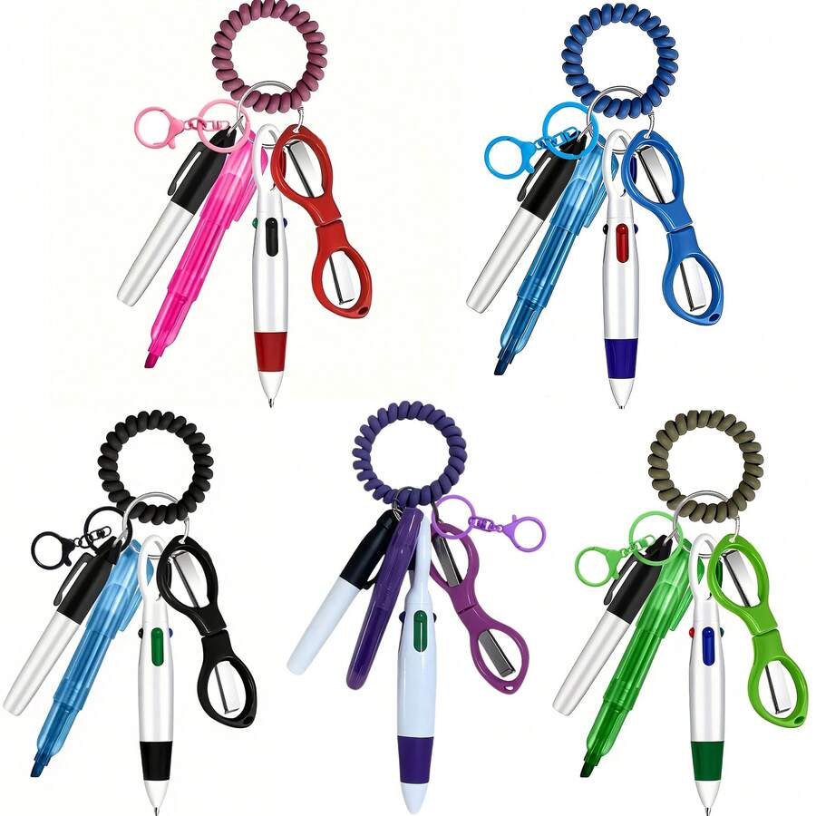 6件套护士笔套，带徽章卷轴，可伸缩迷你护士圆珠笔，可佩戴于手腕或衣服上，护士节礼物