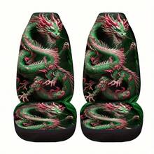2Seat/5Seat With Cool Dragon Car Seat Covers Suitable For Front Seats, High Back Design, Material, Suitable For Cars, SUVs And Trucks, Women's Car Accessories, Christmas Eve Scares, Halloween, Special Promotion . - Multicolor - View 12