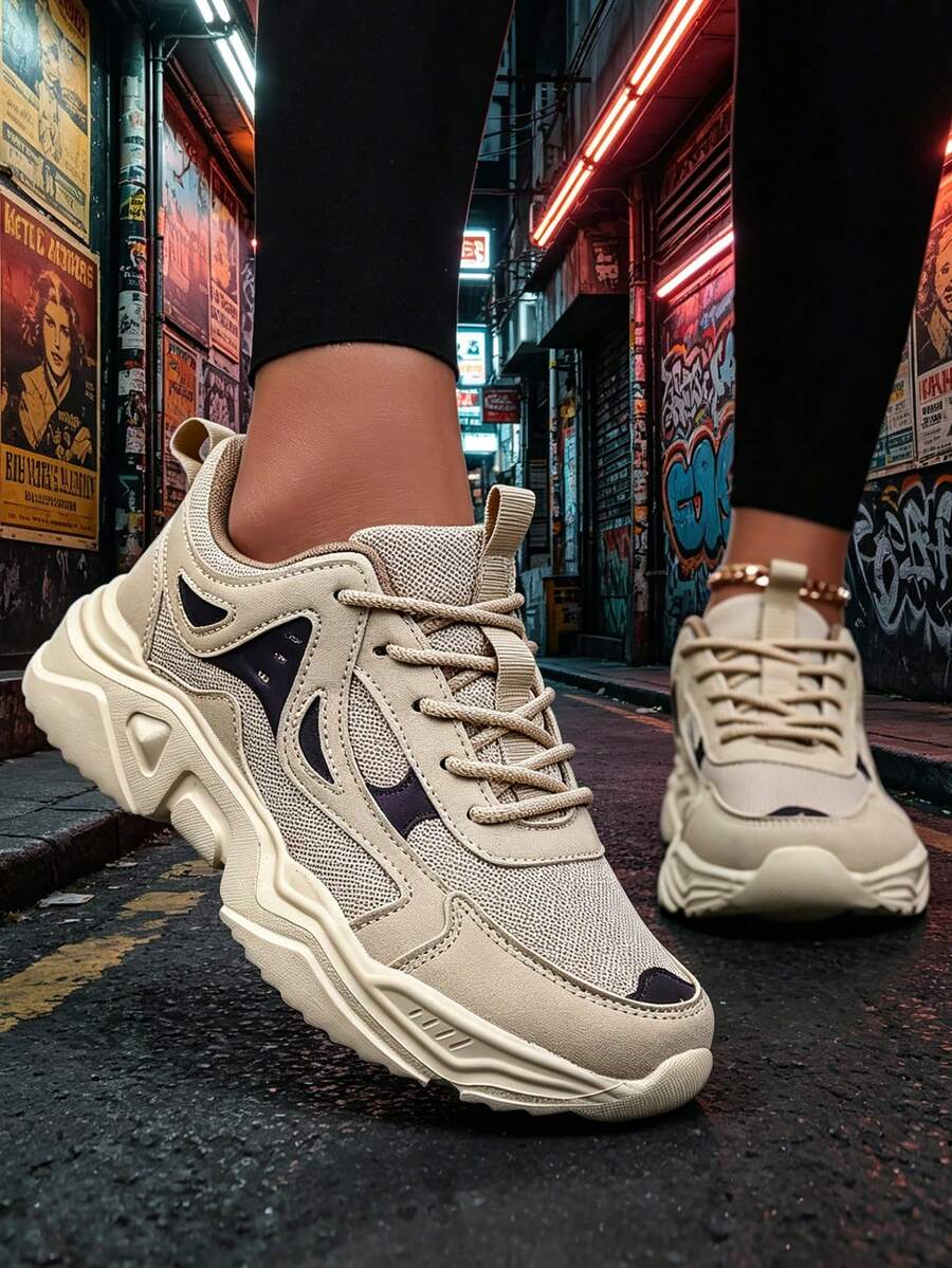 2026 Summer New Women's Casual Sports Shoes, Knitted Mesh Breathable Soft Comfortable Casual Sneakers, Fashion Retro Comfortable Lightweight Shock Absorbing Running Shoes, Unisex Daily Commute Breathable Mesh Comfortable Shock Absorbing Sports Shoes For Women - Khaki - View 1