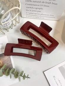 1pc Minimalist Glossy Burgundy Square Hair Claw For Women, Large Hair Clip Suitable For Casual Daily Wear Hair Clips Hair Jaw Clip Hair Clamps Hair Clutch Hair Catcher Clip, School Stuff, College Fall Winter Claw Clip Hair Accessories For Women For Vacation Outfits Woman Summer Outfits - Burgundy - View 10