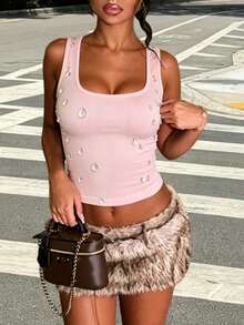 Summer Sexy Tank Tops For Women Sleeveless Gym Workout Vacation Top - Pink - View 1