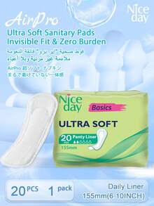 Niceday Ultra Soft Panty Liners, 155mm Daily Use, 20pcs/Pack, Super Thin Underwear Pads, Breathable For Intimate Area, Menstrual Pads, Fast Absorption - Ultra Soft 155mm (20pcs/1 Pack) - View 13