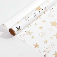 1 rollo de papel de regalo con estampado de estrellas doradas "Feliz Cumpleaños" de gran tamaño y recubierto, adecuado para fiestas de cumpleaños, bodas, graduaciones (sin incluir cinta y tarjeta) - multicolor - View 12