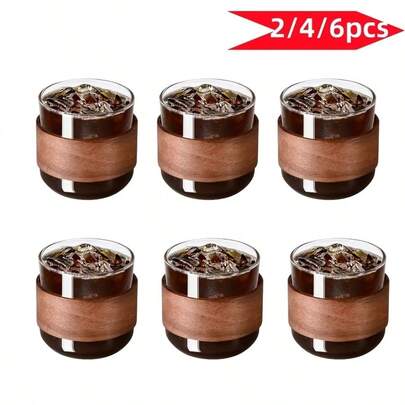 2/4/6pcs-134ml Glass Cup Set, Espresso Cups, High Borosilicate Transparent Glass Mugs With Heat-Resistant Handle, Suitable For Coffee, Tea, Pudding, Refrigerator , Great For Valentine's Day Gift