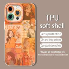 Collage de tablero de inspiración con estética anime en tonos naranjas.funda de teléfono Fundas compatibles con ,Apple,VIVO,OPPO,,, y Honor.Fabricadas en silicona TPU,ofrecen protección contra golpes y caídas. - Blanco - Ver 5