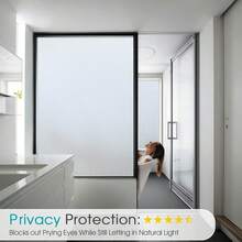 1 Roll Matte Privacy Window Film - Frosted Glass Heat Insulation Static Cling No Glue Sticker, Suitable For Bathroom, Home And Office - Pure Frosted - View 3