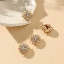 1pc Luxury Rhinestone Flower Metal Buttons, Decorative Fur Coat Buttons For Suit, Overcoat, Sweater & Jacket Clothing Accessories - 1pcs - View 3