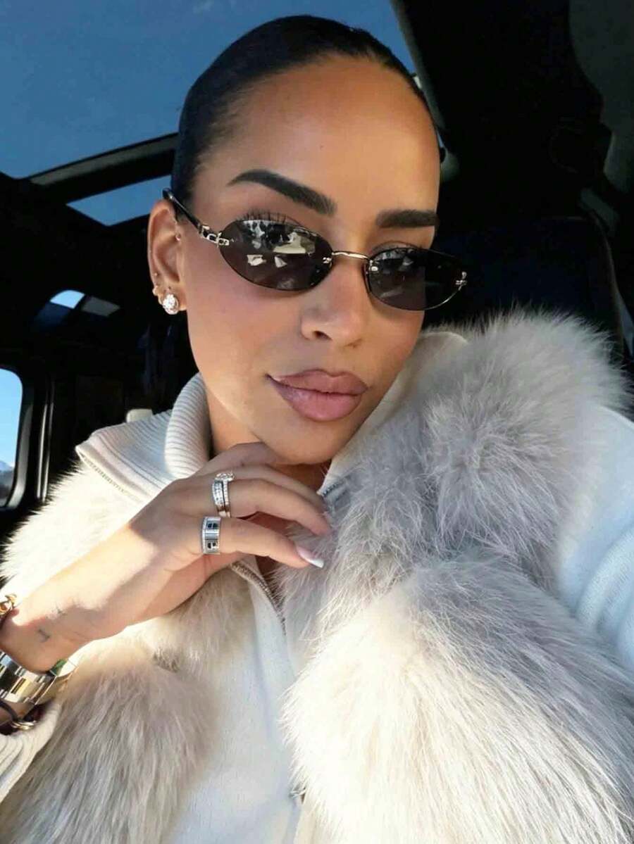 1pc Frameless Vintage Gradient Women's Glasses, Casual Fashion Daily Commuting Beach Accessory Vintage Y2K Basic Style, Business Casual Gift - Black - View 1