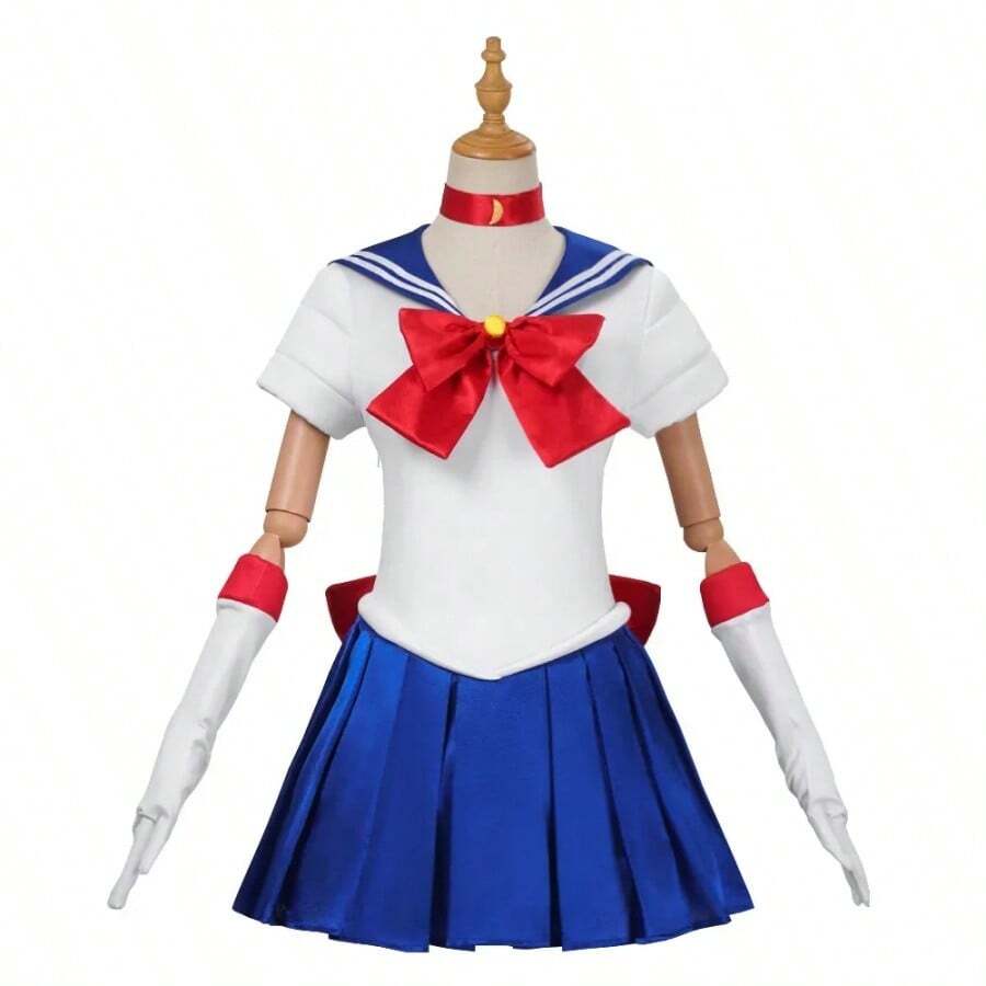 Anime Pretty Girl Cosplay Costumes Sailor Costume Moon JK Cos For Women Short Sleeve Dress Clothes With Gloves Socks - Đỏ - Xem 1