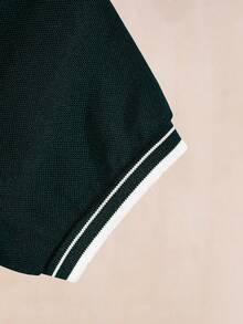 Young Boy Knight Embroidery Pattern Casual Versatile Commute Short Sleeve Polo Shirt - Dark Green - View 6