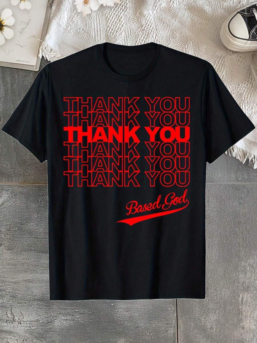 Camiseta de Béisbol Unisex - Corte Holgado con Estampado Gráfico "Gracias", Camiseta de Algodón Elástico de Alta Resistencia para Hombres y Mujeres (Tallas S-XXXL) - Top Deportivo Negro/Rojo - Ropa Casual para Todas las Temporadas y Regalos para Fiestas - Camiseta Lavable a Máquina para Uso Diario - Negro - Ver 1