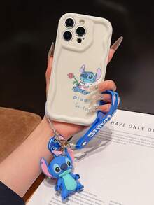 Disney Has Authorized, Phone Case - Chain Set, The Stitch Lilo & Stitch Phone Case Plus A Silicone 3D Or Fluffy Style Stitch Bracelet With Metallic Ring Removable Bracelet, Stitch And Angel Pattern, Compatible With Iphone 17/16/15/14/13/12/11/XS/XR/X Plus Pro Max, Wavy Design Phone Case For Girl, A Stylish Cartoon Summer Phone Case, The Perfect Gift Choice, Phone Protection, Durable Phone Cover, Great Gift For Friends And Family - Màu trắng kiểu A - Xem 6