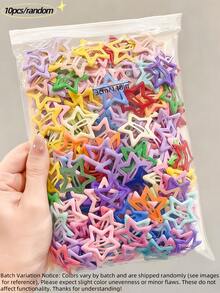10/20/60个/套 Y2K 彩色滴油星星发夹，多色星星设计，色彩丰富，满足多种搭配需求，为发型增添可爱活力——适合女孩和女士日常佩戴，周末外出，生日派对，轻松提升您的造型，打造甜美可爱的形象 - 彩色 - 查看 27