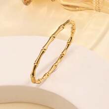 1pc Titanium Steel Bracelet, Gold Color Inlaid Diamond, Waist, Clover, Roman Letter, Heart, Shell, Bamboo Node, Exquisite & Fashionable Accessory - Gold - View 15
