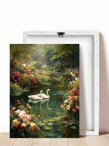 1pc Swans Landscape Painting, French Country Vintage Romantic Swan Couple Art Print, Festival Gift,Suitable For Bedroom,Living Room, Office,Wall Arts,Wall Decor,Home Decor,Room Decor, Canvas Wall Art, Posters, Wall Art With Frame, Optional Frame ﻿ ﻿ - 1PCS - View 13
