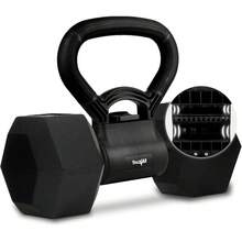 Yes4All - Agarre de Pesas Rusas con de mancuerna, Convierte Las Mancuernas en Pesas Rusas para Gimnasio en casa, Pesas Rusas para Placa de Pesas - Negro (completamente negro) - Ver 1