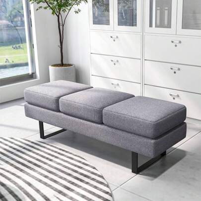 3-Seater Reception Bench Upholstered Waiting Room Seat For Office Salon