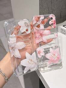 2个装百合花图案透明防摔手机壳，TPU材质，适用于iPhone XS/XS Max/XR/11/12/13/14/15/16 Pro/17/Pro Max/14/15/16 Plus，可放置卡片和照片，适合作为节日礼物 - 無色 - 查看 12