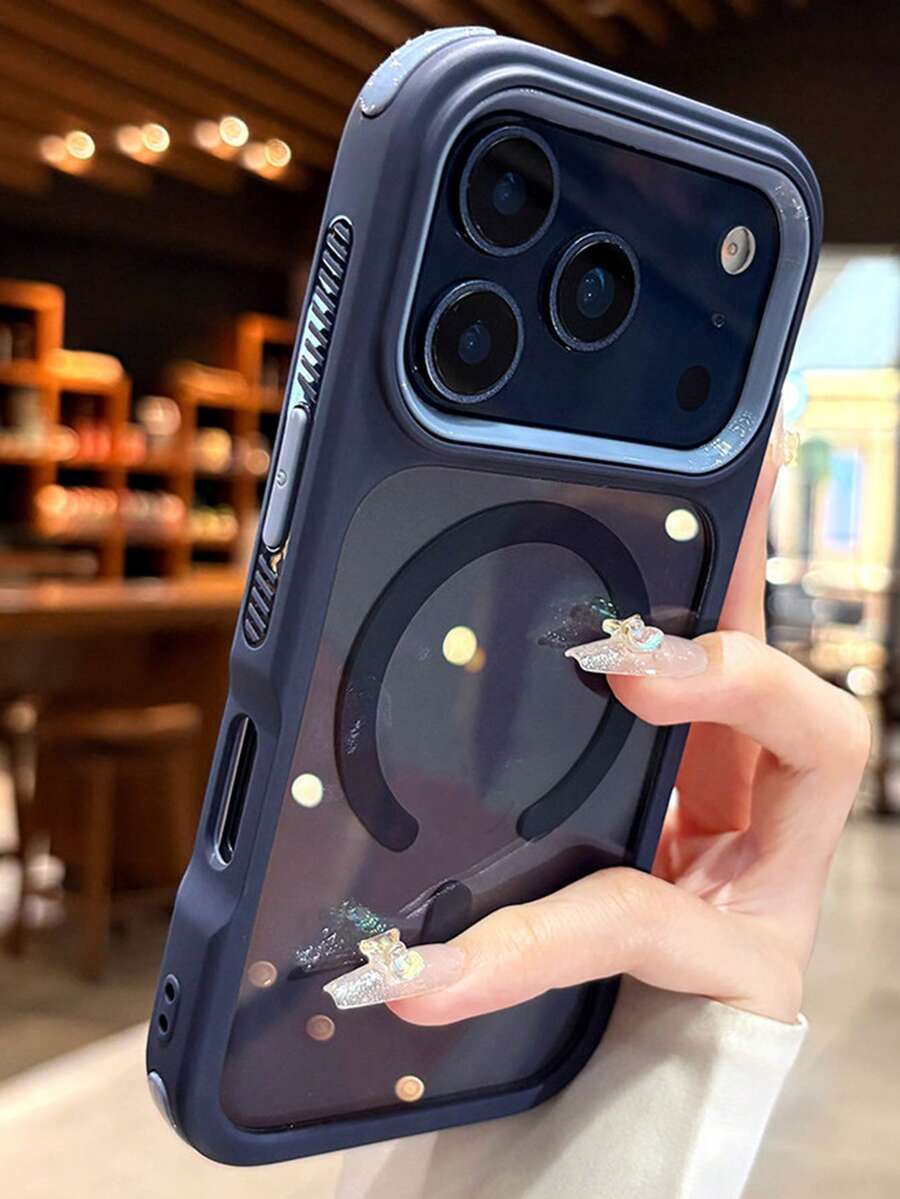 奢华防震防摔三合一磁吸透明亚克力手机壳，带挂绳，兼容 17 Pro Max、17 Pro、17、16 Pro Max、16 Pro、16、15 Pro Max、15 Pro Max、15 Pro、15、14 Pro Max、14 Pro、14、13 Pro Max、13 Pro、13、12 Pro Max、12 Pro、12、11，支持无线充电的高品质保护壳 - 藍色 - 查看 1