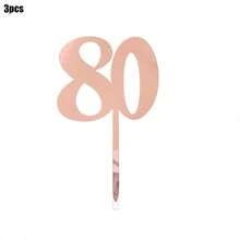 1pc/3pcs Minimalist Gold Acrylic Number 18 21 30 40 50 60 Anniversary Birthday Party Cake Topper - Multicolor - View 17