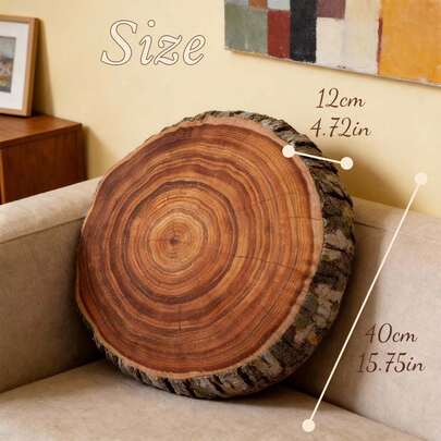 Tree Stump Pillow, Realistic Wood Slice Round Throw Pillow, Soft Stuffed Cushion For Sofa Bed Chair, Creative Home Decor Gift For Nature Lovers, Birthday Gift, Mother's Day Gift