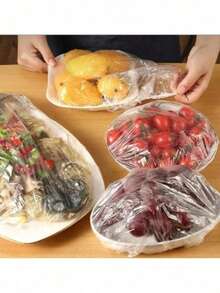 500/200/10pcs Disposable Plastic Wrap, With Elastic And Self-Sealing Design, Suitable For Covering Bowls And Plates To Preserve Food, Household Use - Multicolor - View 10