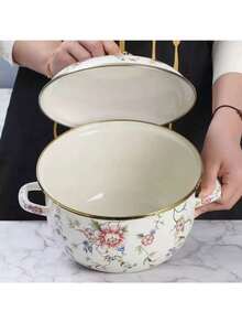 1 nồi tráng men, nồi nấu canh hai quai, nồi hầm có nắp, chống dính, thích hợp cho bếp ga và bếp từ. - Xem 11