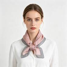 1件装女士条纹格纹仿丝轻薄雪纺方巾/领巾 - 彩色 - 查看 11