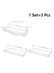 4pcs Acrylic Floating Wall Shelves, No Drilling Required, Available In 3 Sizes, Suitable For Bathroom, Kitchen, Office And Living Room - White - View 17