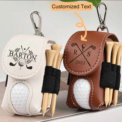 1pc Customized Golf Bag, Personalized Fashionable Golf Bag, Golf Stand, Leather Golf Tag, Customized Golf Ball Marker, Mini Golf Ball Rack, Leather Golf Travel Bag, Premium Golf Gift, Customized Engraved Leather Golf Bag Tag Gift (With Golf Ball Stand), Personalized Golf Ball Stand, Customized Golf Accessories, Groomsman Gift, Men's Golf Gift, Women's Golf Gift
