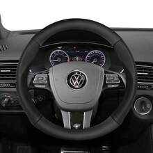 Hocasen 方向盤套 磨砂碳纖維紋理皮革結合穿孔透氣PU皮革 適用於 Tiguan/Golf/Polo/Passat/Jetta/ID.3/ID.4/Atlas/Teramont/Taos/T-Cross/Taigo/Touran/Multivan/Caddy/Amarok/Crafter/Transporter - Perforated Steering Wheel Cover - 查看 25