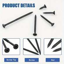 800pcs Self Wood Screws Set, M2 Flat Head Sheet Metal Screw, Self Screws Assortment Kit Lock Nuts Screw Fastener Sets - Multicolor - View 6